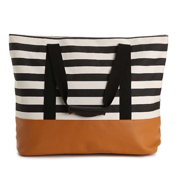 Black/White/Cognac Weekender Tote - NWT - Picture 6 of 7